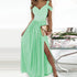 Women Clothing Maxi Dress Printed V neck Elegance Sleeveless Sexy Slit Dress by Ragazza
