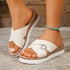 Buckle Fish Mouth Platform Slippers Women Summer Cross Strap Casual Wedge Slippers  DestGlow