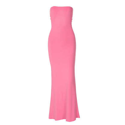 Women Clothing Summer off Neck Tube Top Backless Lace up Sexy Tight Waist Slimming Dress by Ragazza