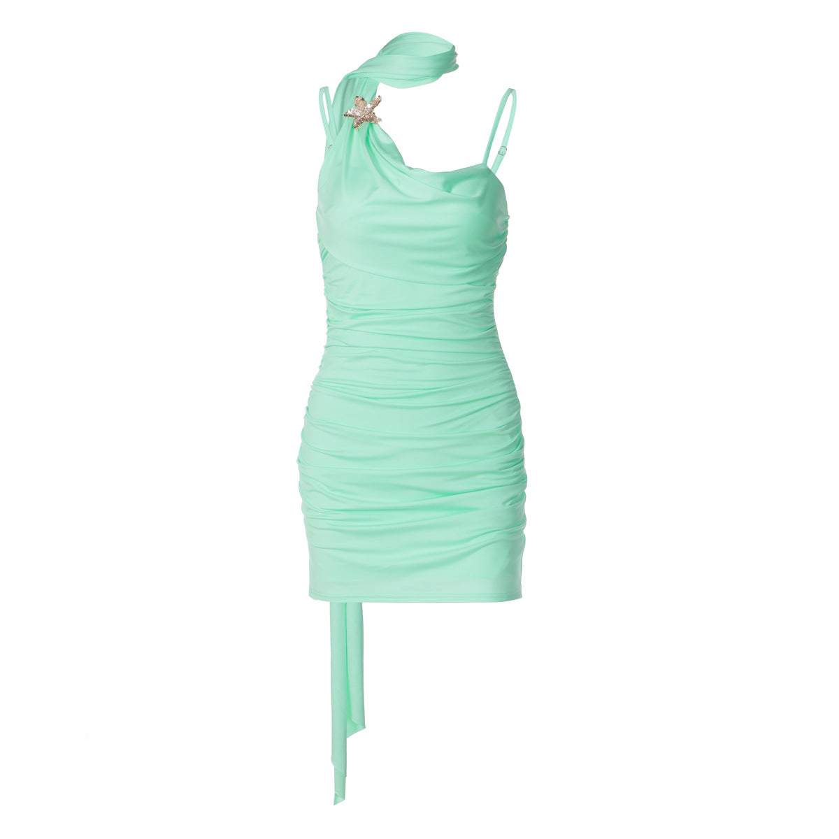 Women Autumn Winter Sexy Ruffle Hip Strap Solid Color Dress by Ragazza