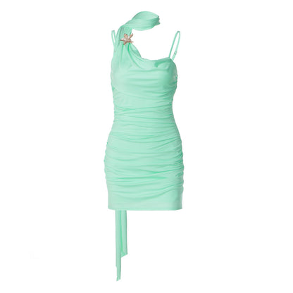 Women Autumn Winter Sexy Ruffle Hip Strap Solid Color Dress by Ragazza