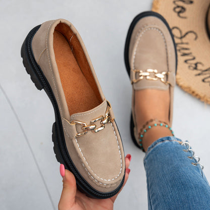 Spring Autumn Loafers Plus Size Casual Matte British Women Shoes Chunky Heel Platform Retro Women Shoes