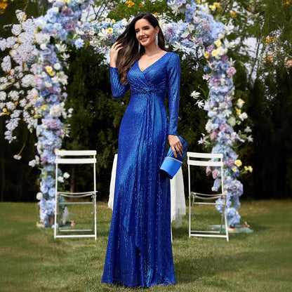 Multi Color Long Sleeve V neck Fishtail Cocktail Evening Dress Women by Ragazza