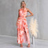 Printed Sexy V neck Backless Halter Fashionable Stringy Selvedge Dress by Ragazza