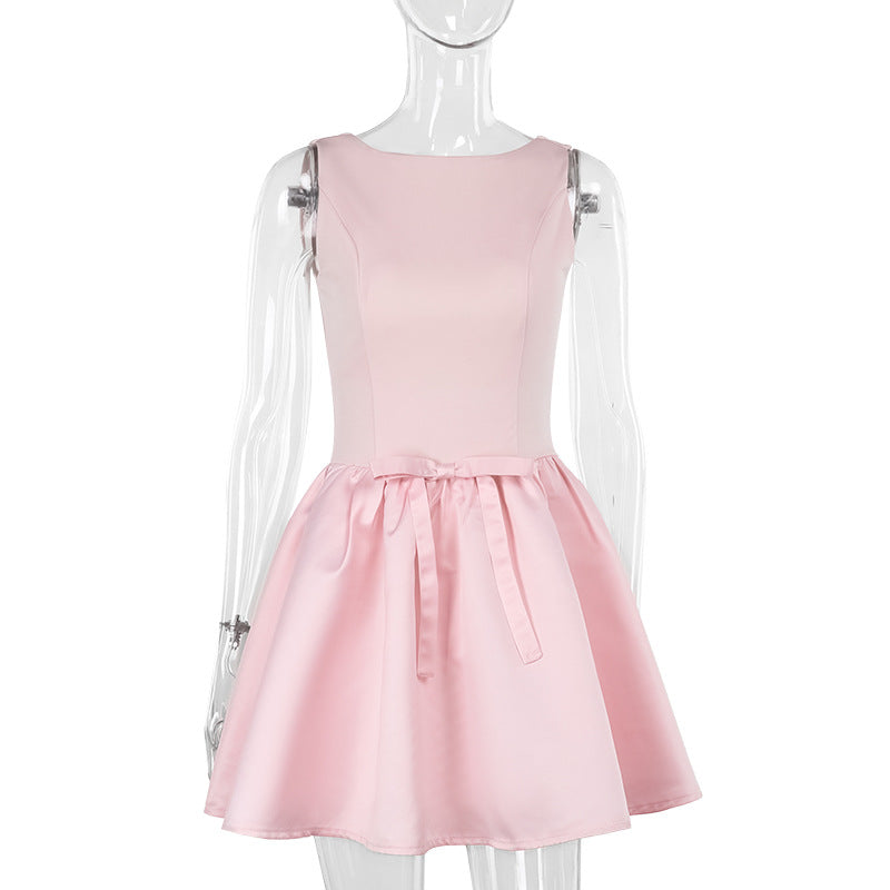 Fall Type Hip Dress Classic Sexy Slim Sleeveless Bow Dress  DestGlow