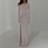 Women Maxi Dress Crew Neck Split Long Sleeve Autumn Dress by Ragazza