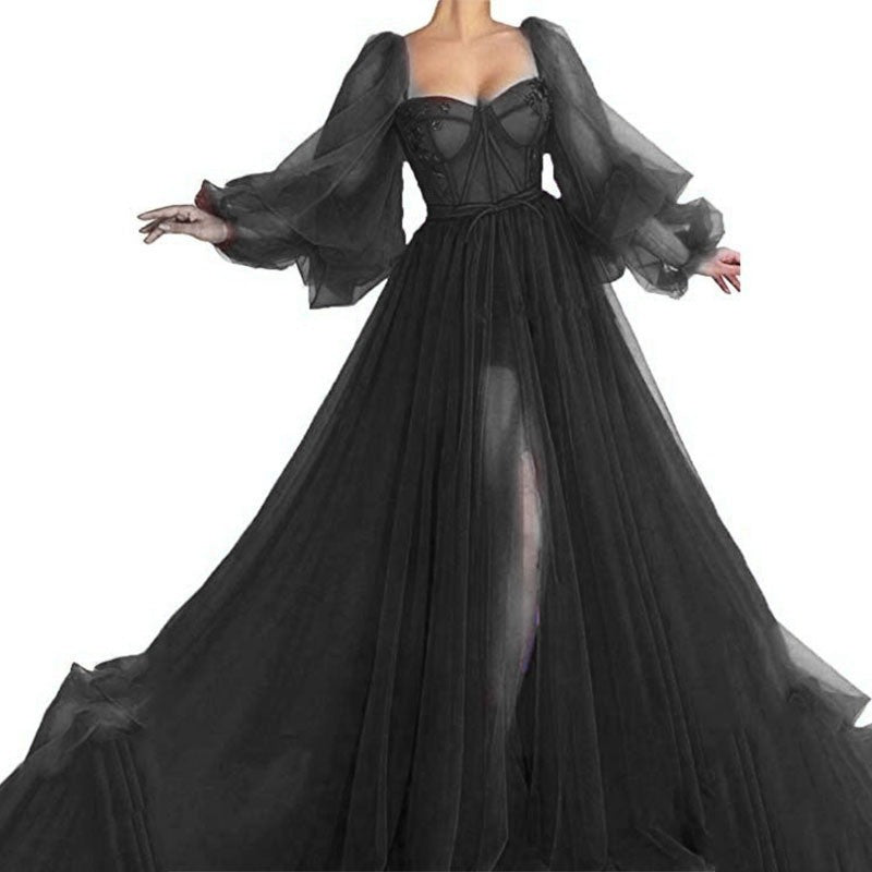 Summer Women Clothing Graceful Fashionable Dress Mesh Split Expansion Dress Wedding Evening Dress by Ragazza