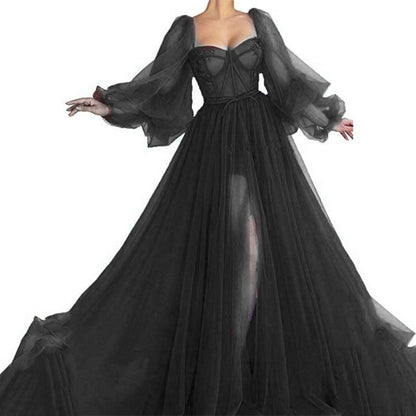Summer Women Clothing Graceful Fashionable Dress Mesh Split Expansion Dress Wedding Evening Dress by Ragazza