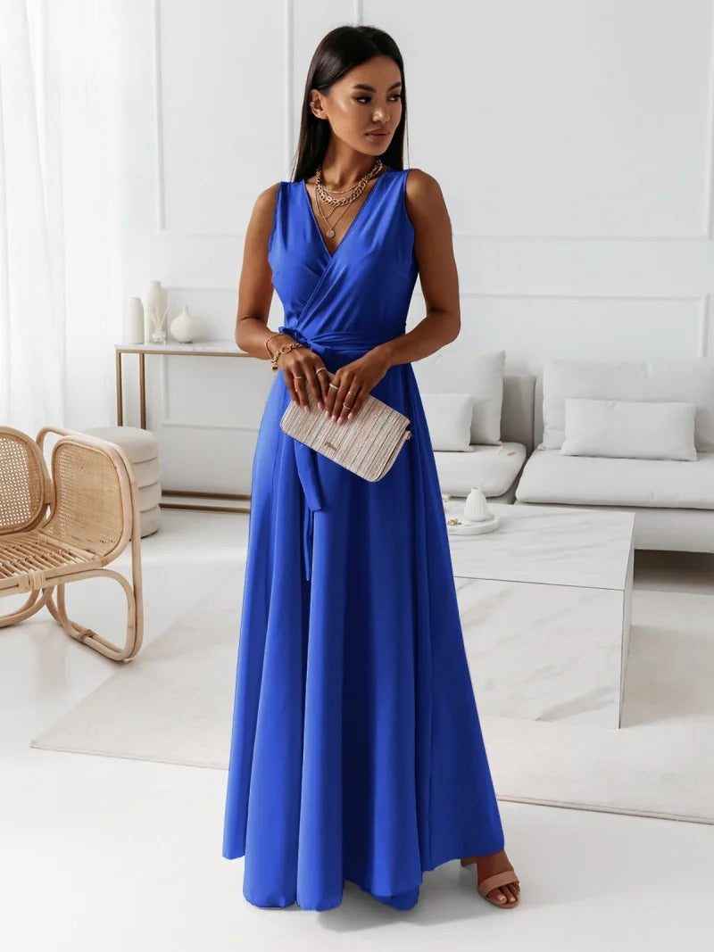 Women Clothing Tied V Neck Evening Party Maxi Dress Women by Ragazza