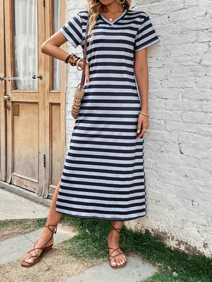 Women Loose Comfortable Striped Casual Dress by Ragazza