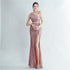 Heavy Industry Ostrich Hair Craft Beading Hair Oblique Shoulder Side Slit High End Evening Dress by Ragazza