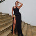 Women Clothing Solid Color Sheath Asymmetric Dress Diagonal Collar Backless Slim Fit Maxi Dress by Ragazza
