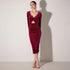 Elegant Sexy Deep V Plunge neck Top Hollow Out Cutout out Slim Fit Slimming Party Hip Dress by Ragazza