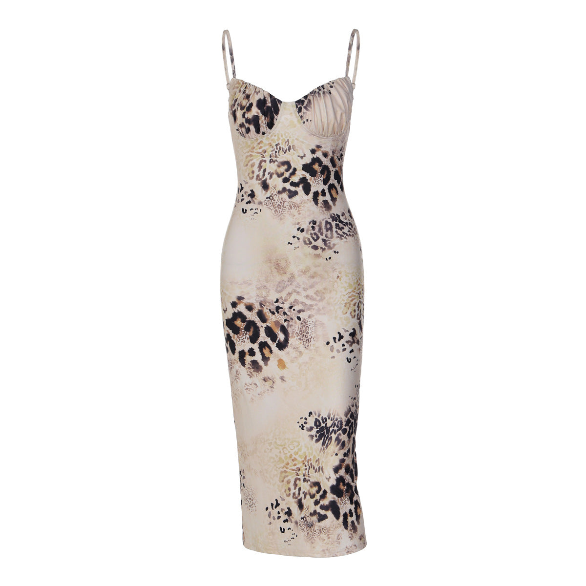 Women Clothing Summer Leopard Print Printed Lace up Backless Sexy Sling Sheath Dress  DestGlow