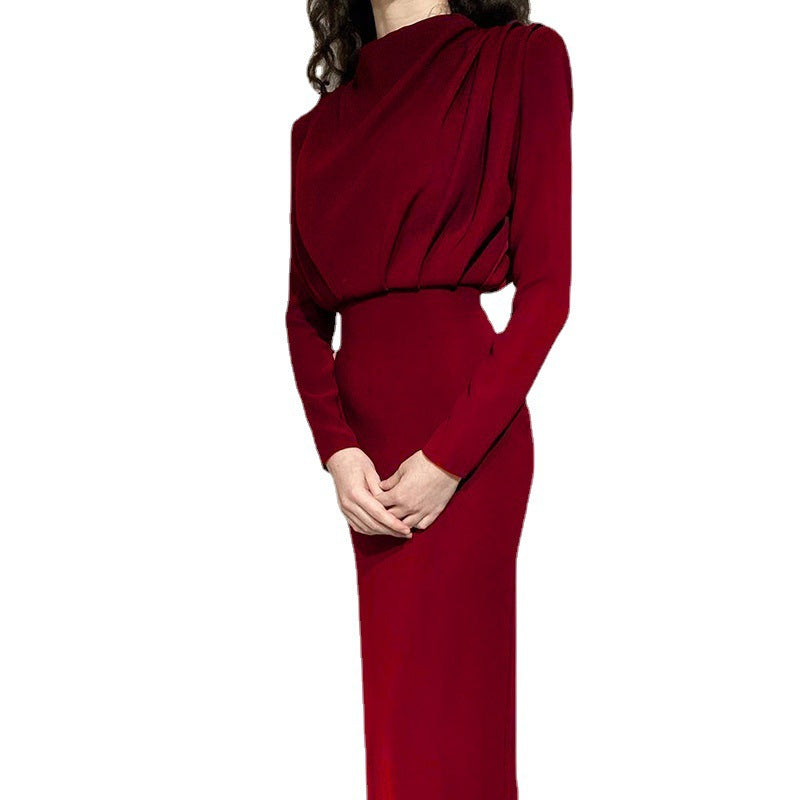 Autumn Waist-Controlled Western Solid Color Long Sleeve Dress by Ragazza