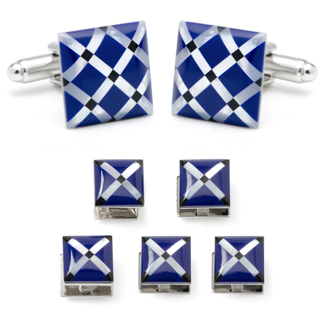 Mother of Pearl Diamond 5-Stud Set by Cufflinks.com