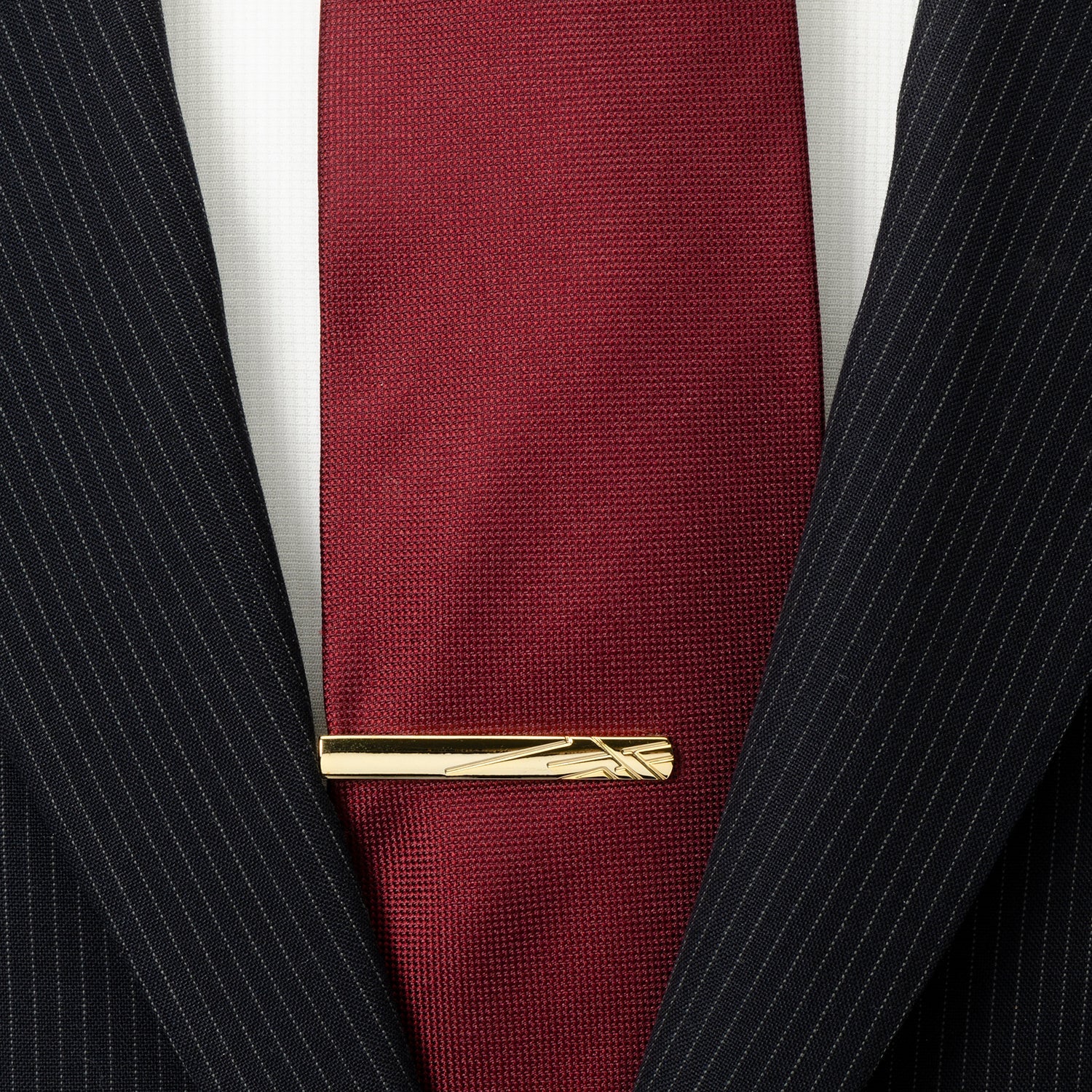 Gold Etched Lines Tie Clip by Cufflinks.com