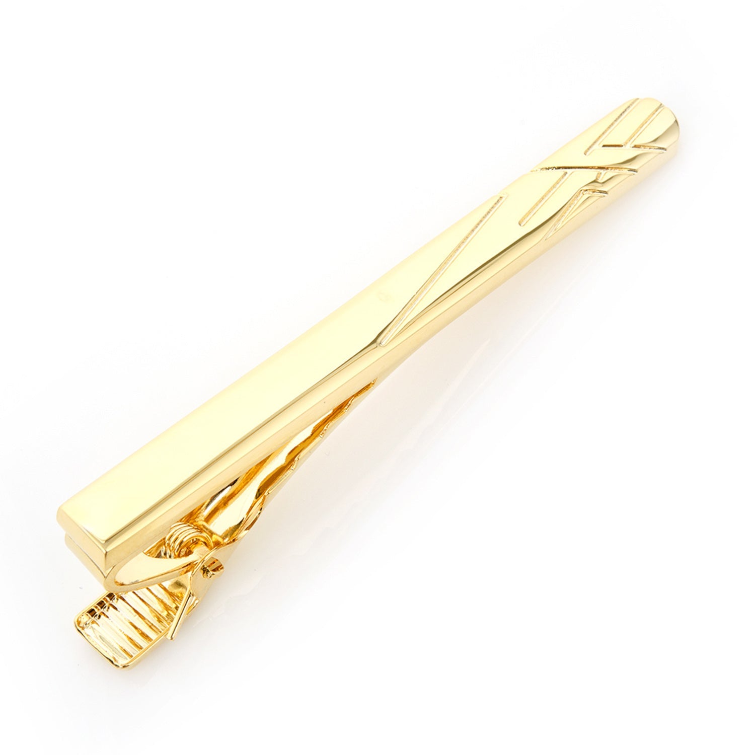Gold Etched Lines Tie Clip by Cufflinks.com