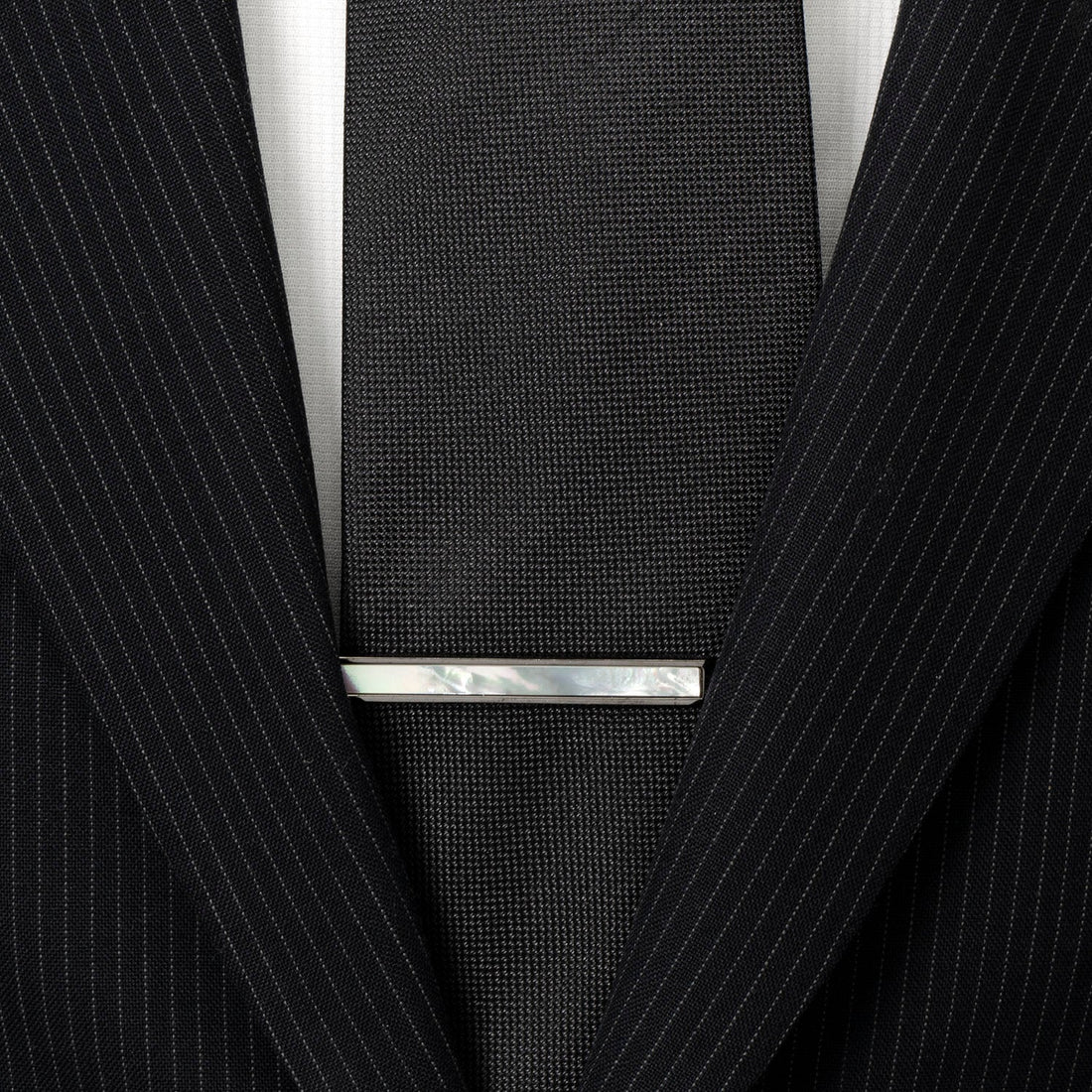 Gunmetal and Mother of Pearl Inlaid Tie Clip by Cufflinks.com