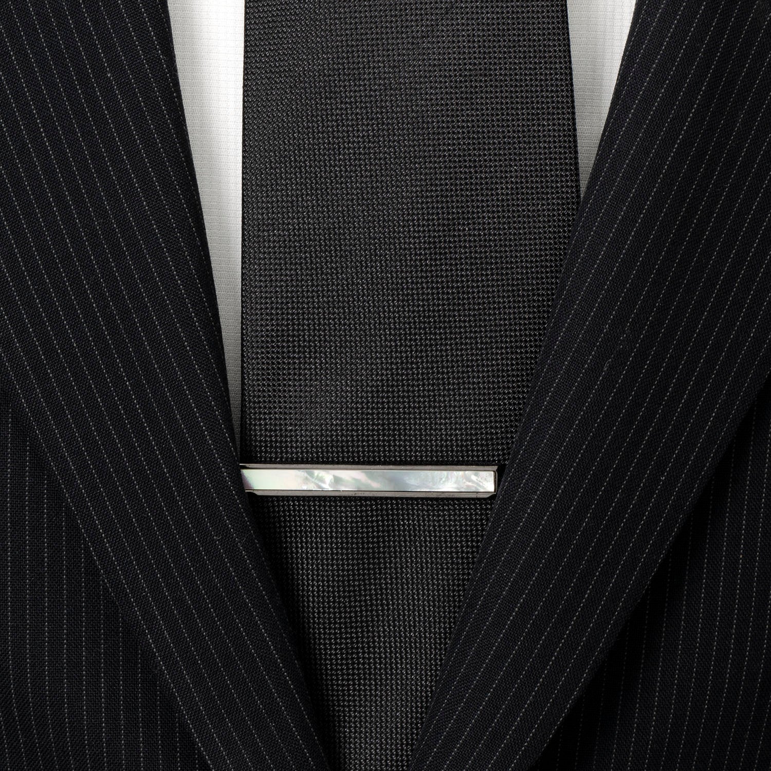 Gunmetal and Mother of Pearl Inlaid Tie Clip by Cufflinks.com