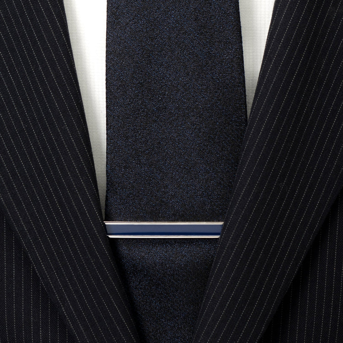 Navy Enamel Inlaid Tie Clip by Cufflinks.com