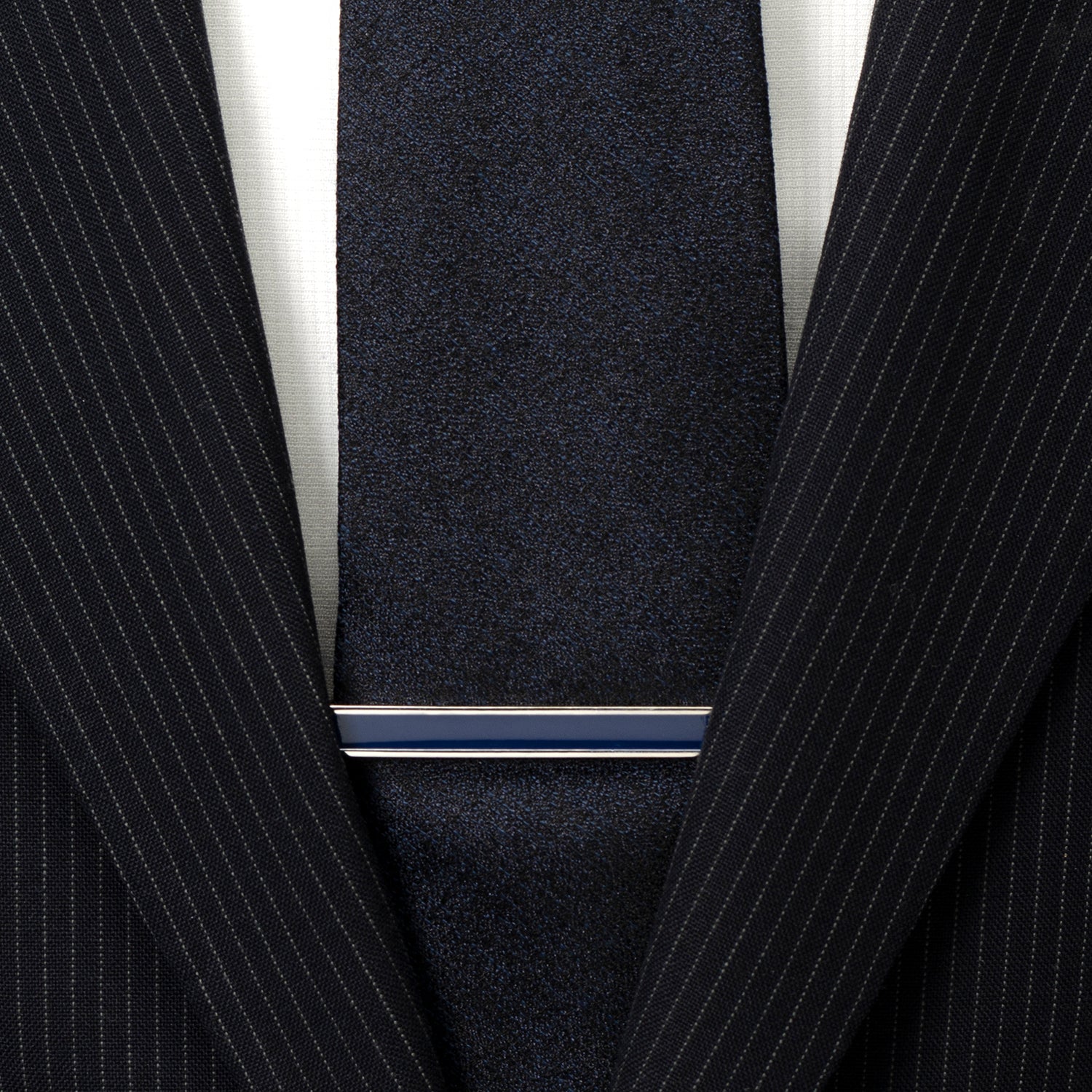 Navy Enamel Inlaid Tie Clip by Cufflinks.com