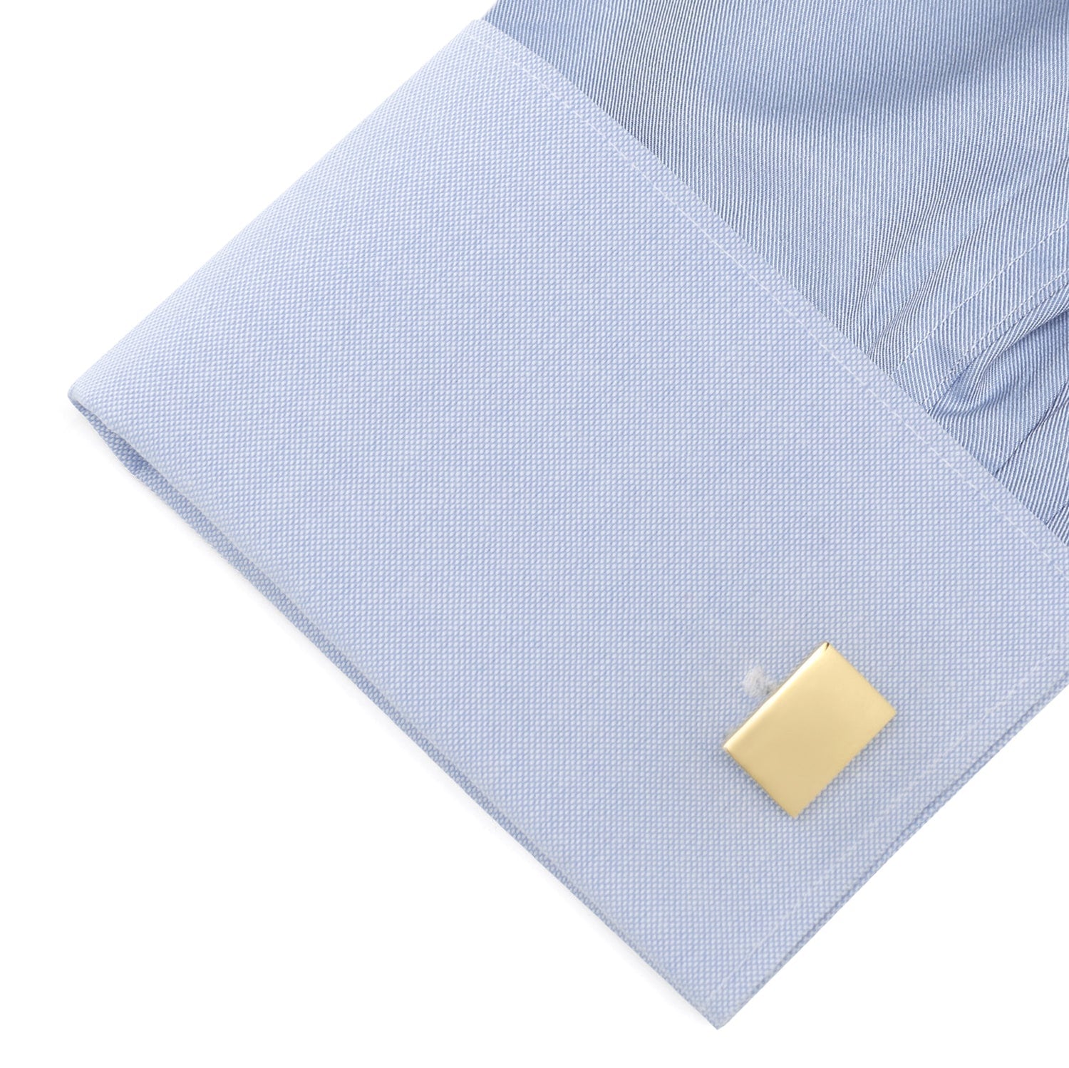 Stainless Steel Gold Plated Block Engravable Cufflinks by Cufflinks.com