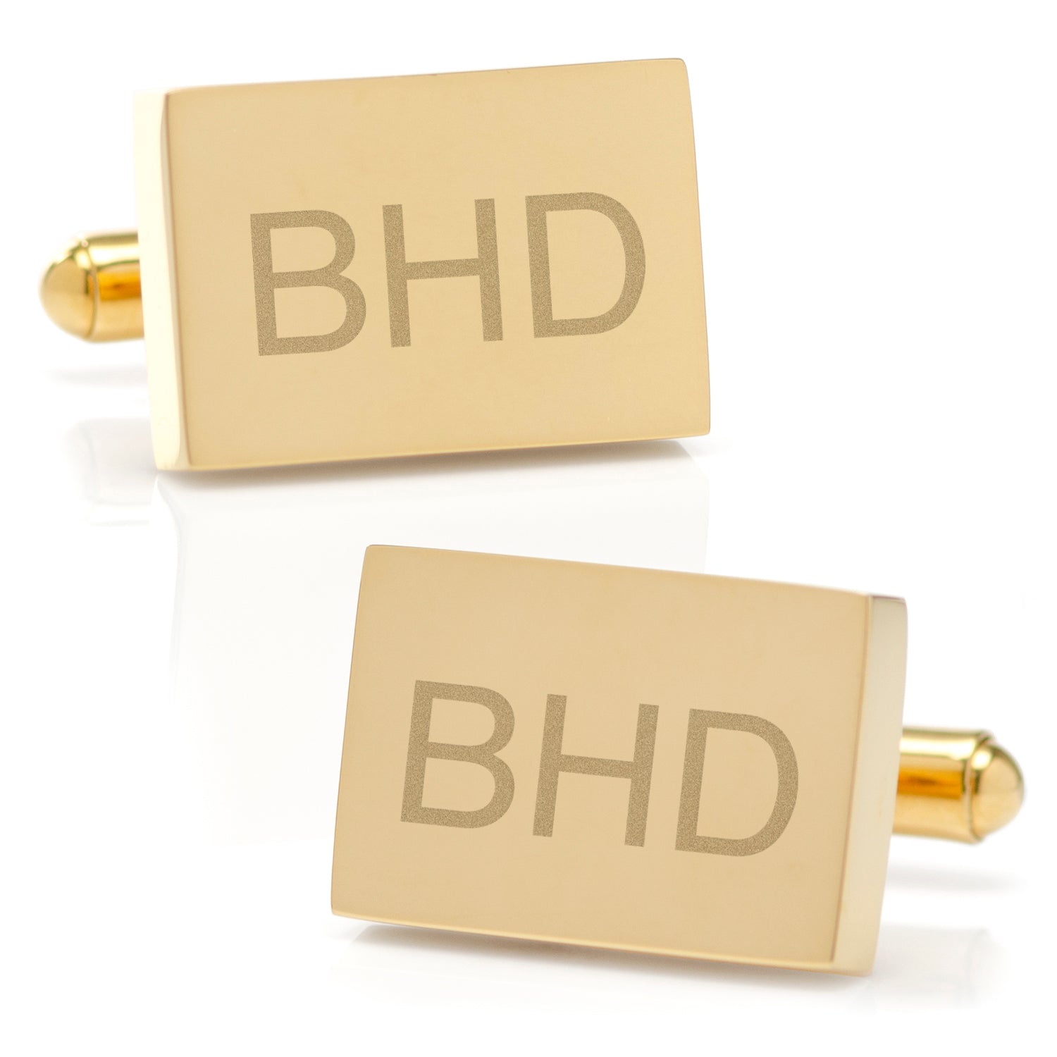 Stainless Steel Gold Plated Block Engravable Cufflinks by Cufflinks.com