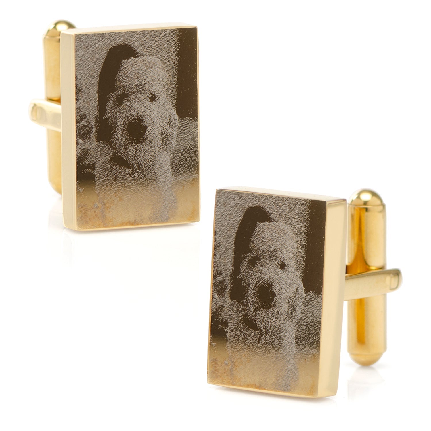 Stainless Steel Gold Plated Block Engravable Cufflinks by Cufflinks.com