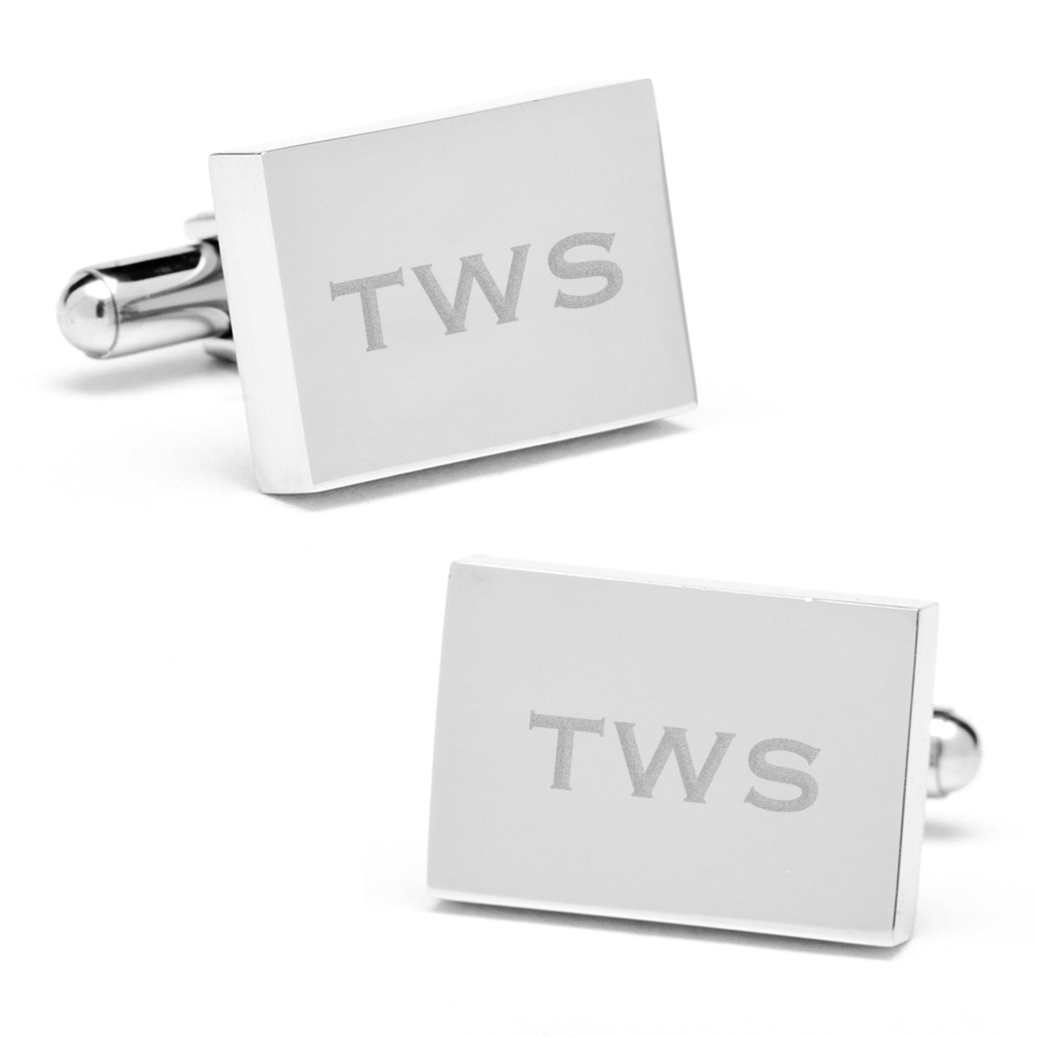 Stainless Steel Rectangle Infinity Engravable Cufflinks by Cufflinks.com