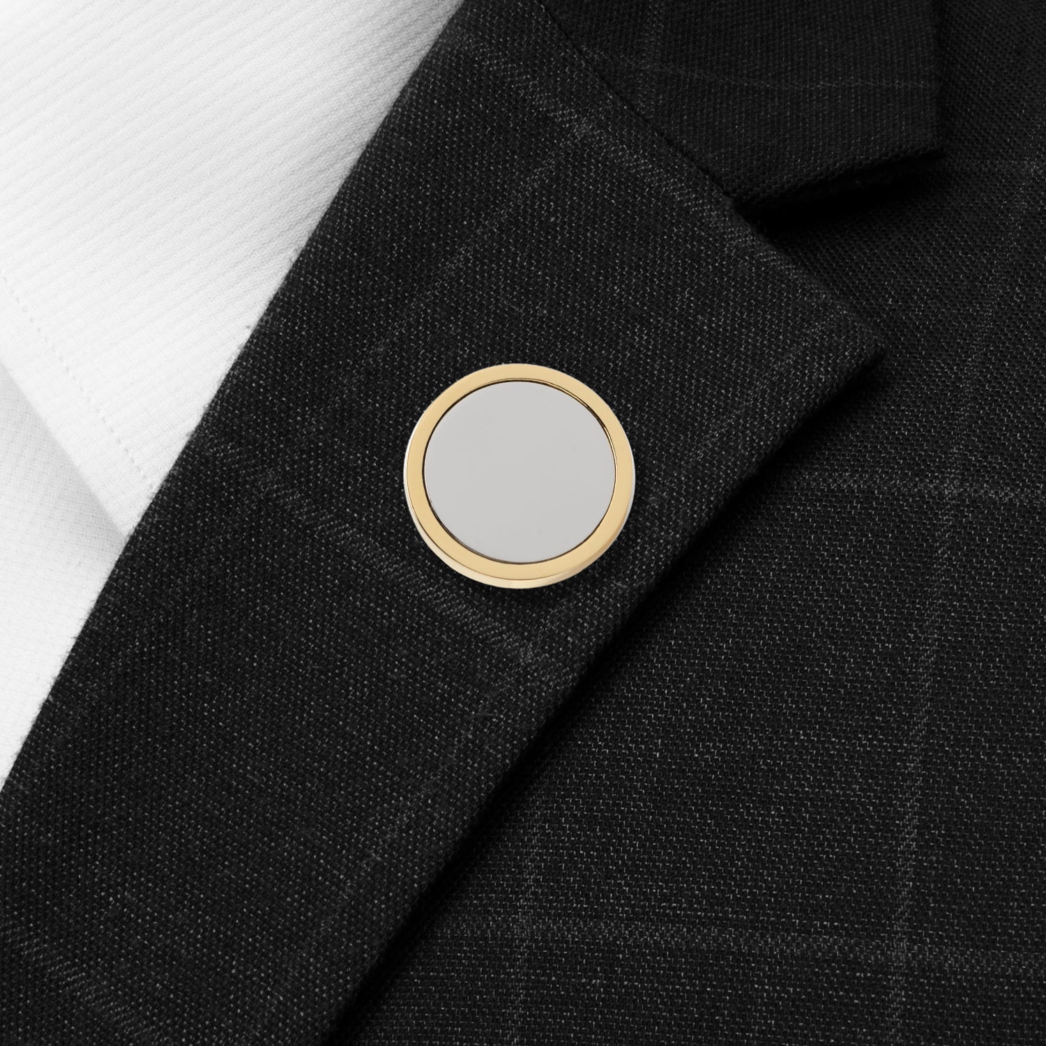 Two Toned Stainless Steel Round Infinity Engravable Lapel Pin by Cufflinks.com