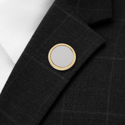 Two Toned Stainless Steel Round Infinity Engravable Lapel Pin by Cufflinks.com