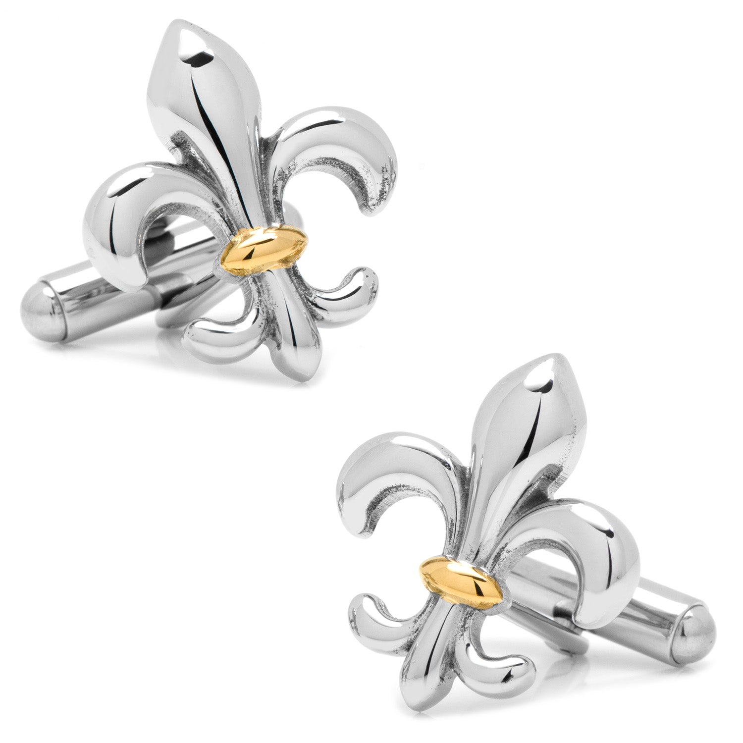 Sterling Silver Two-Tone Fleur De Lis Cufflinks by Cufflinks.com