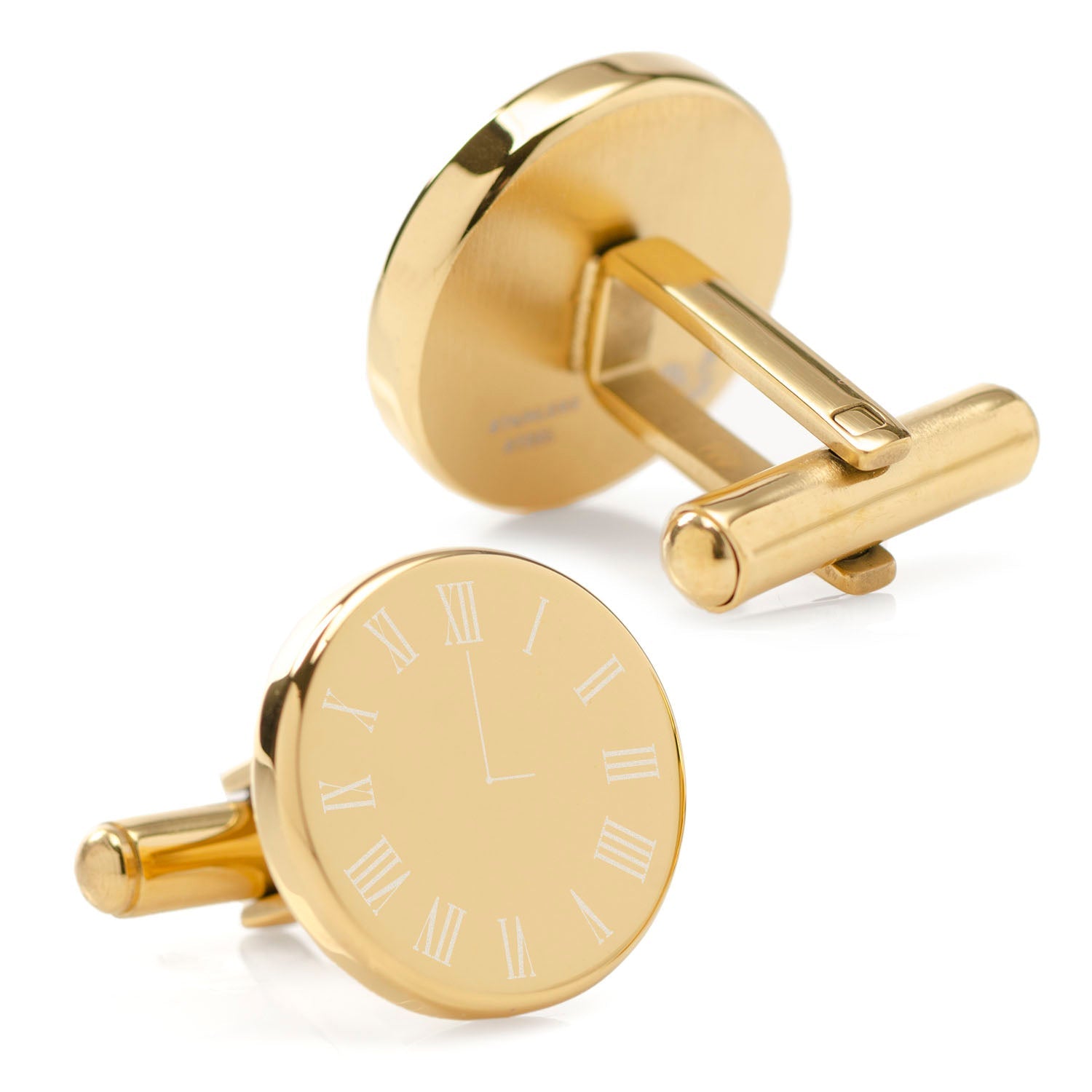 Custom Clock Engravable Gold Cufflinks by Cufflinks.com