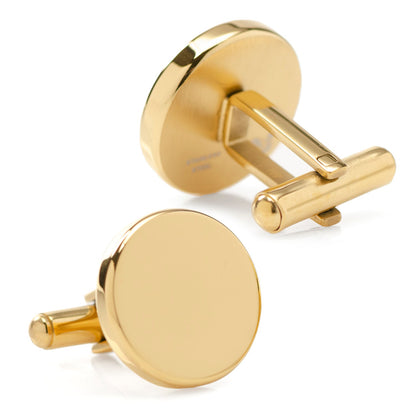 Stainless Steel Round Infinity Gold Engravable Cufflinks by Cufflinks.com
