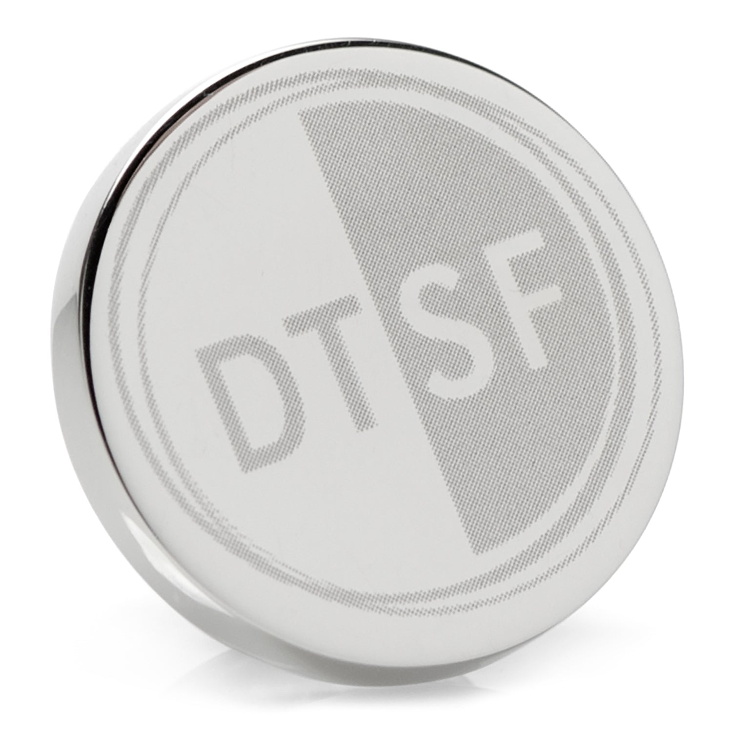 Stainless Steel Engravable Round Infinity Lapel Pin by Cufflinks.com