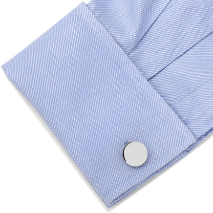 Stainless Steel Round Infinity Engravable Cufflinks by Cufflinks.com