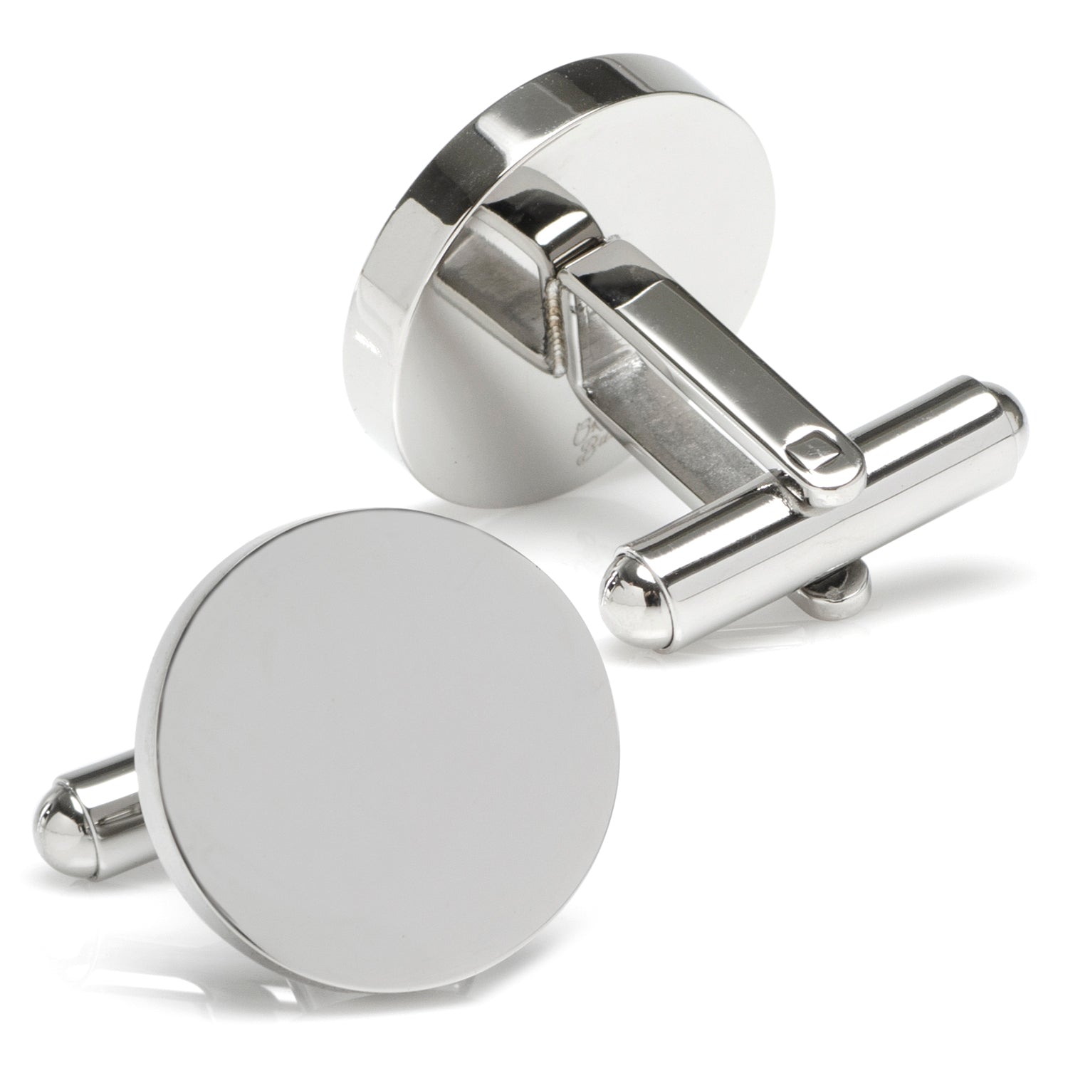 Stainless Steel Round Infinity Engravable Cufflinks by Cufflinks.com