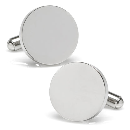 Stainless Steel Round Infinity Engravable Cufflinks by Cufflinks.com
