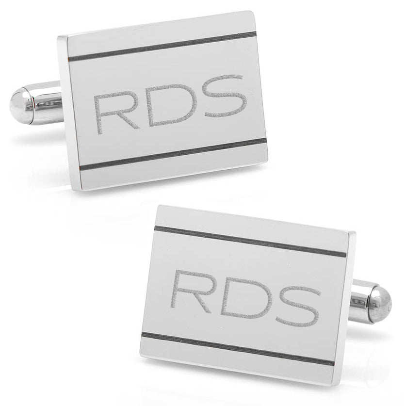Stainless Steel Engravable Etched Frame Cufflinks by Cufflinks.com