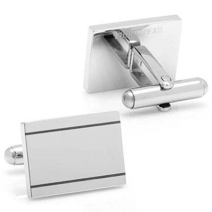 Stainless Steel Engravable Etched Frame Cufflinks by Cufflinks.com