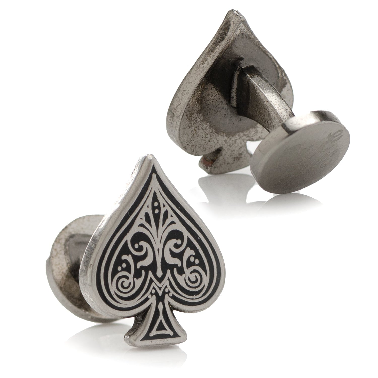 Ace of Spades Antique Silver Cufflinks by Cufflinks.com