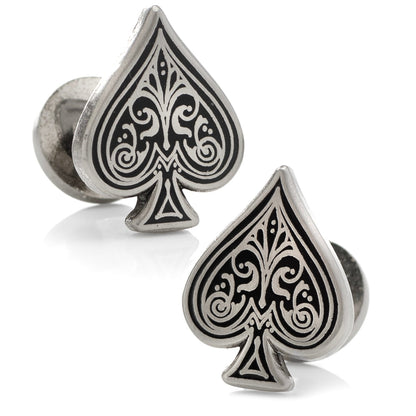 Ace of Spades Antique Silver Cufflinks by Cufflinks.com