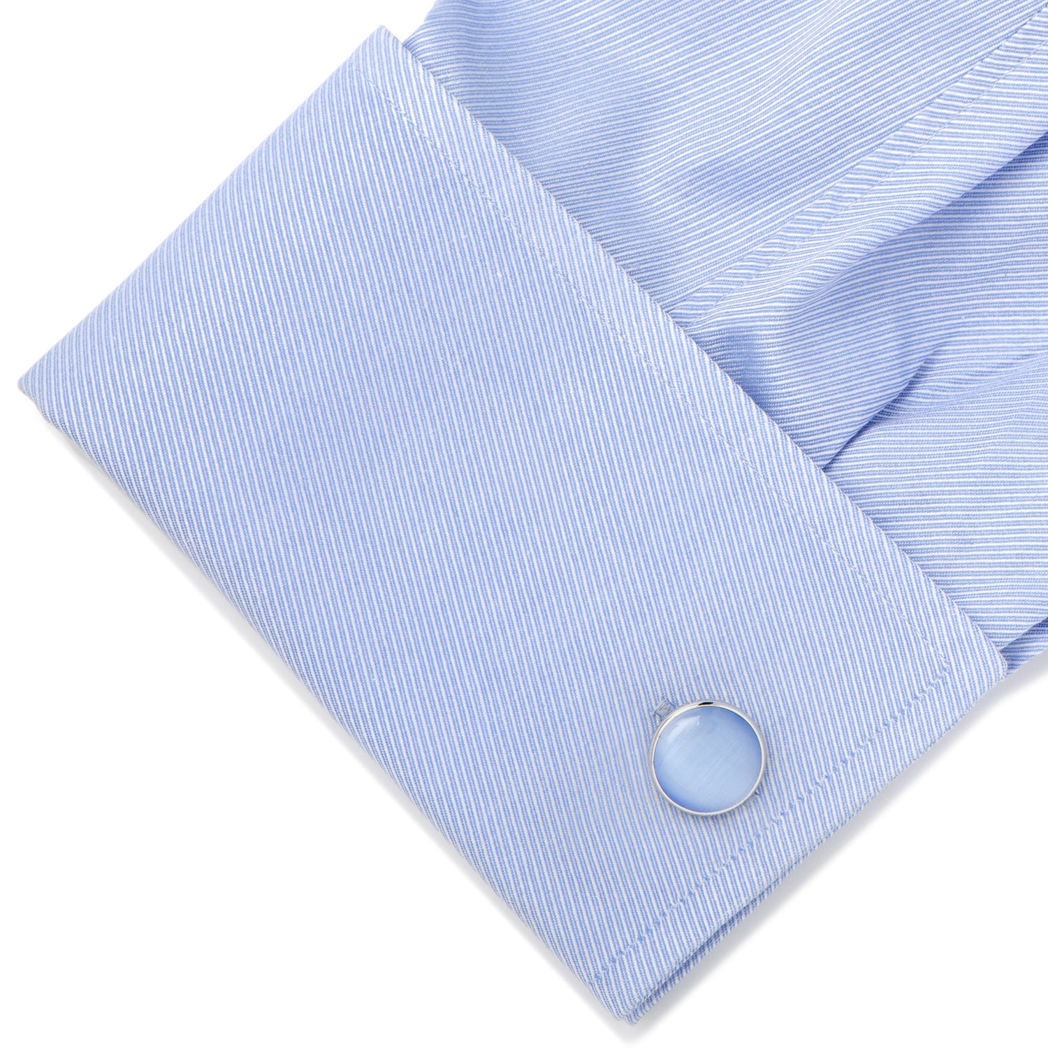 Silver and Blue Catseye Cufflinks by Cufflinks.com