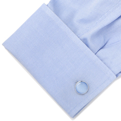 Silver and Blue Catseye Cufflinks by Cufflinks.com