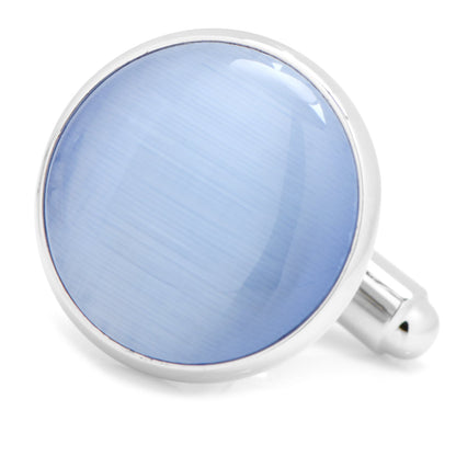 Silver and Blue Catseye Cufflinks by Cufflinks.com