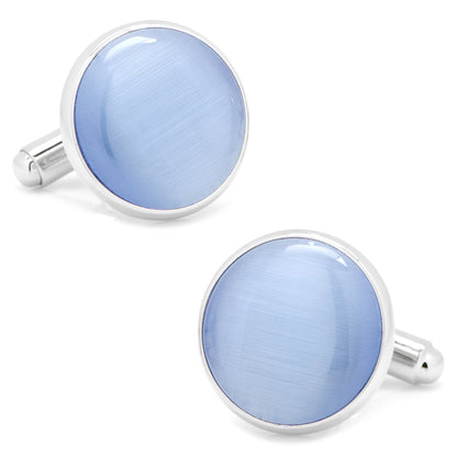 Silver and Blue Catseye Cufflinks by Cufflinks.com