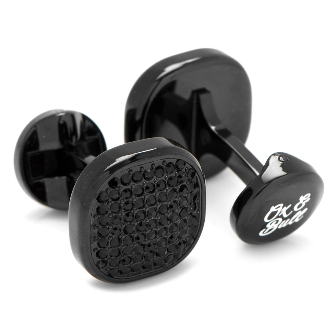 Black Stainless Steel Black Pave Crystal Cufflinks by Cufflinks.com