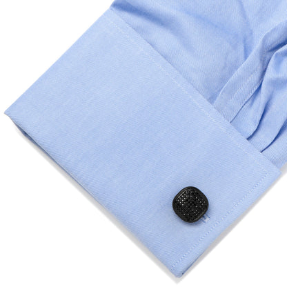 Black Stainless Steel Black Pave Crystal Cufflinks by Cufflinks.com