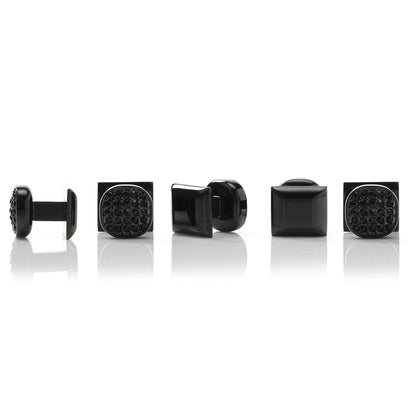 Black Stainless Steel Black Pave Crystal 5-Studs by Cufflinks.com